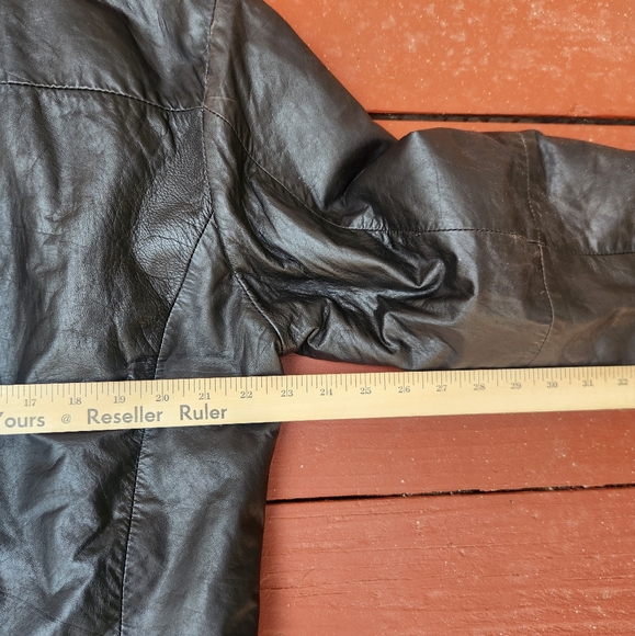 BOSTON HARBOUR Men's Bomber Jacket Large Black Leather Quilted Lining - Picture 12 of 15